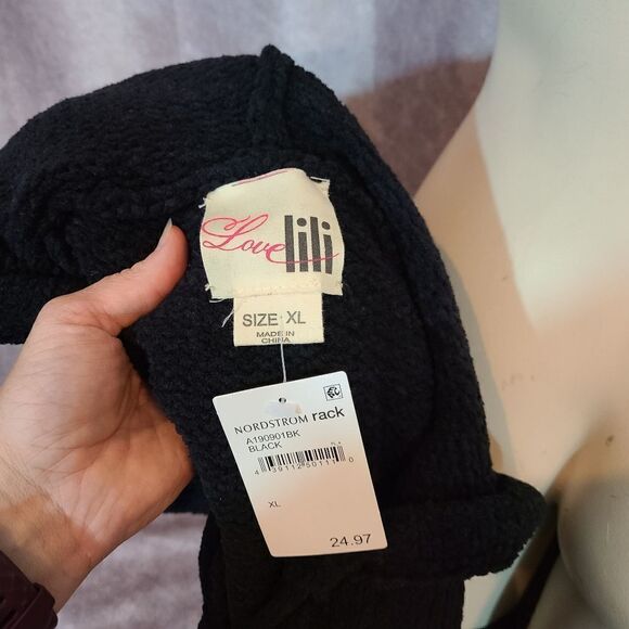 Love Lili Black Knit Hoodie Size XL - Picture 5 of 6